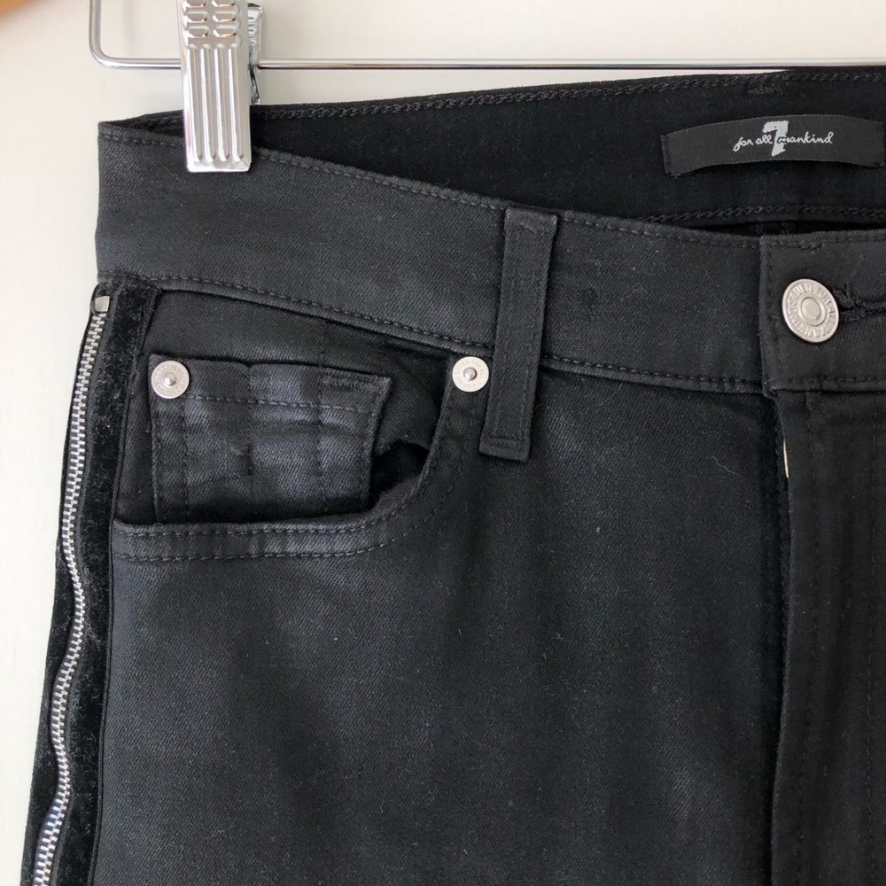 7 For All Mankind Zipper Black Coated Denim